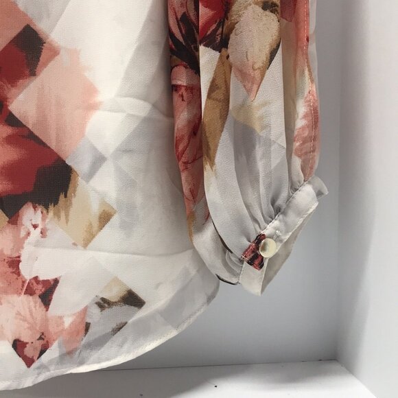 White House Black Market Zaida Boho Blouse in Ecru w/ Luscious - Picture 12 of 16